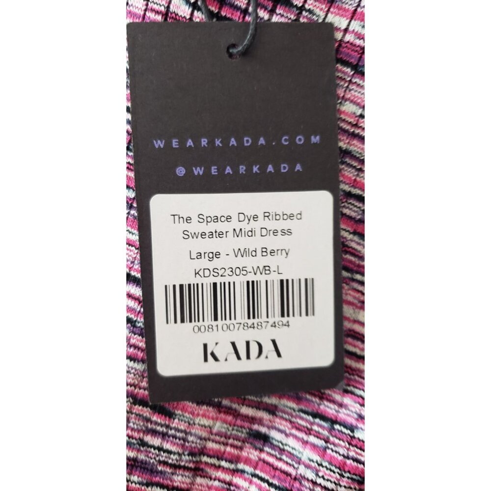 NWT KADA THE SPACE DYE RIBBED SWEATER MIDI DRESS WILD BERRY LARGE - Picture 12 of 14